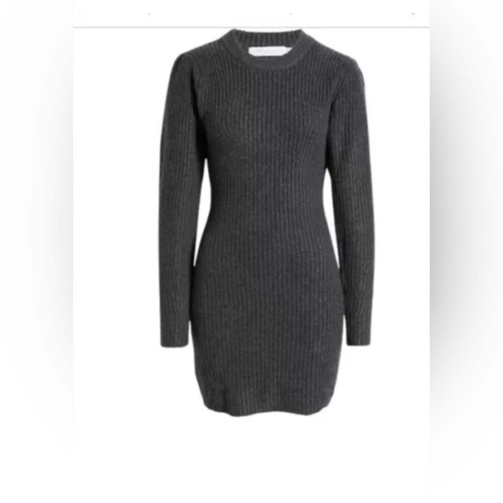 NWOT All In Favor 2 Tone Charcoal Long Sleeve Ribbed Sweater Dress Size M